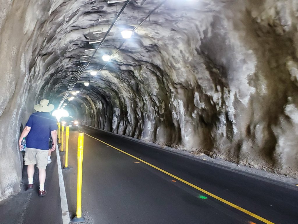 inside pedestrian and vehicle tunnel to Diamond Head Crater