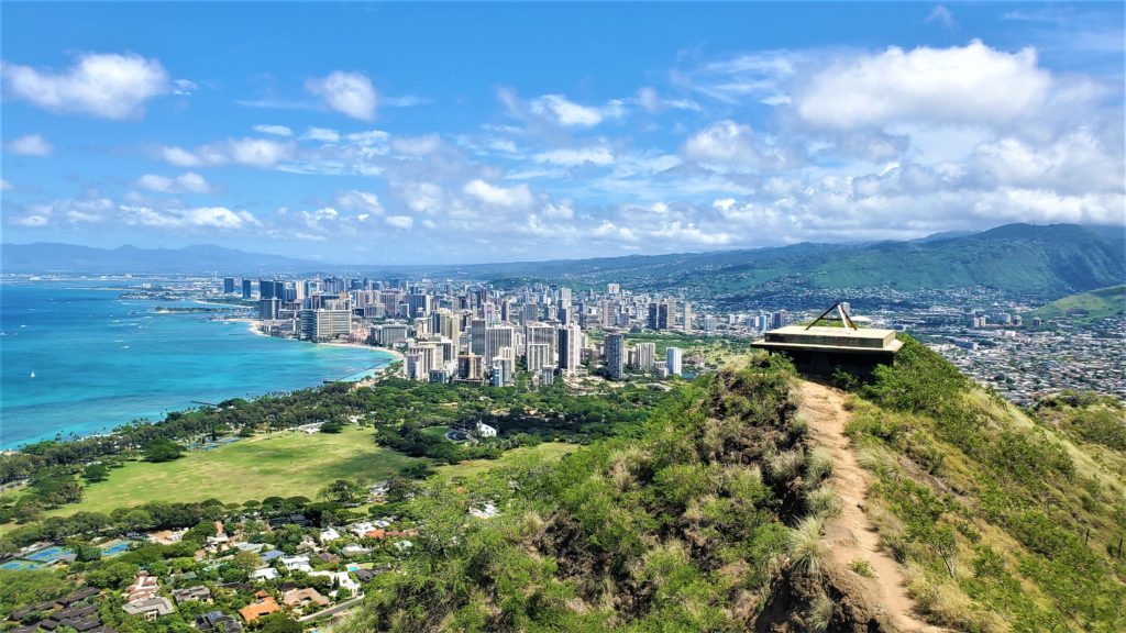 View of Honolulu and Pillbox from top of Diamond Head