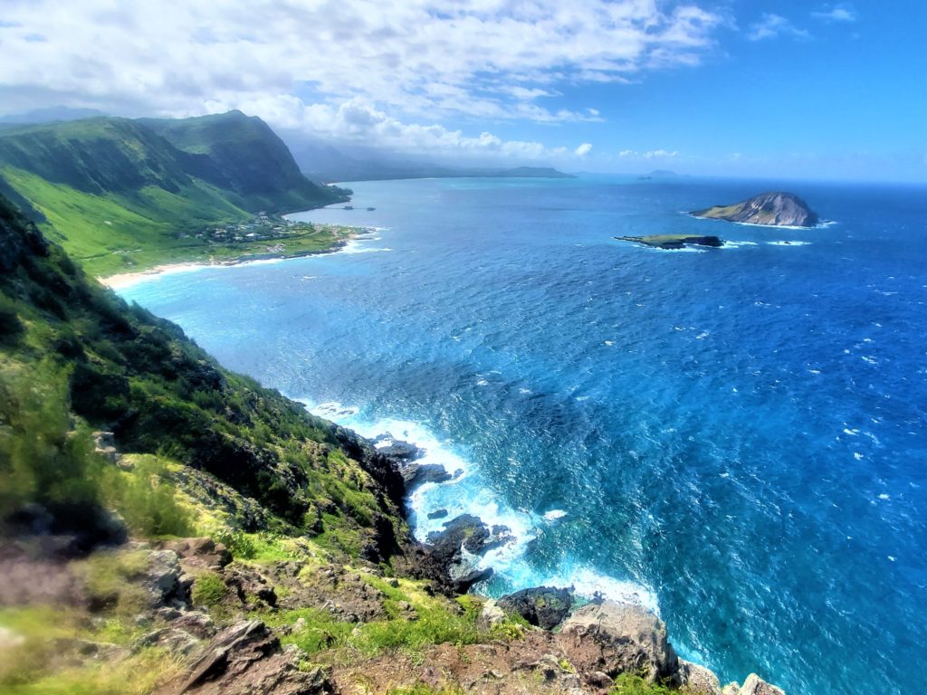 view from Makapu'u Point mountains and sea