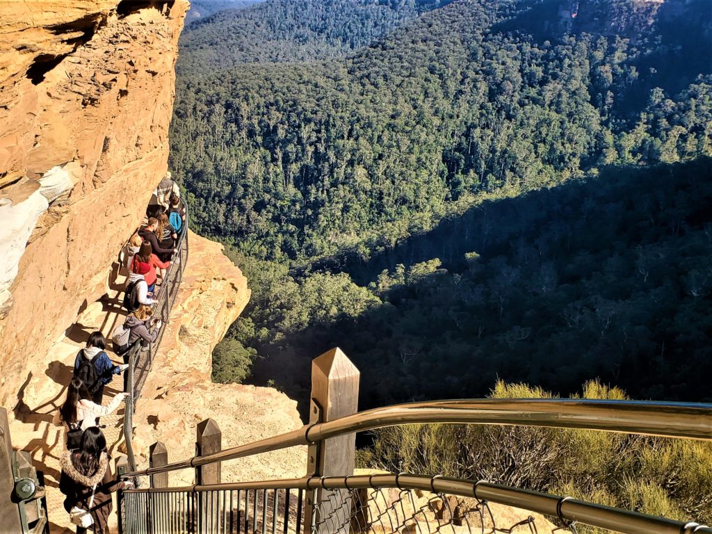 Stairs down to Wentworth Falls at Blue Mountains
