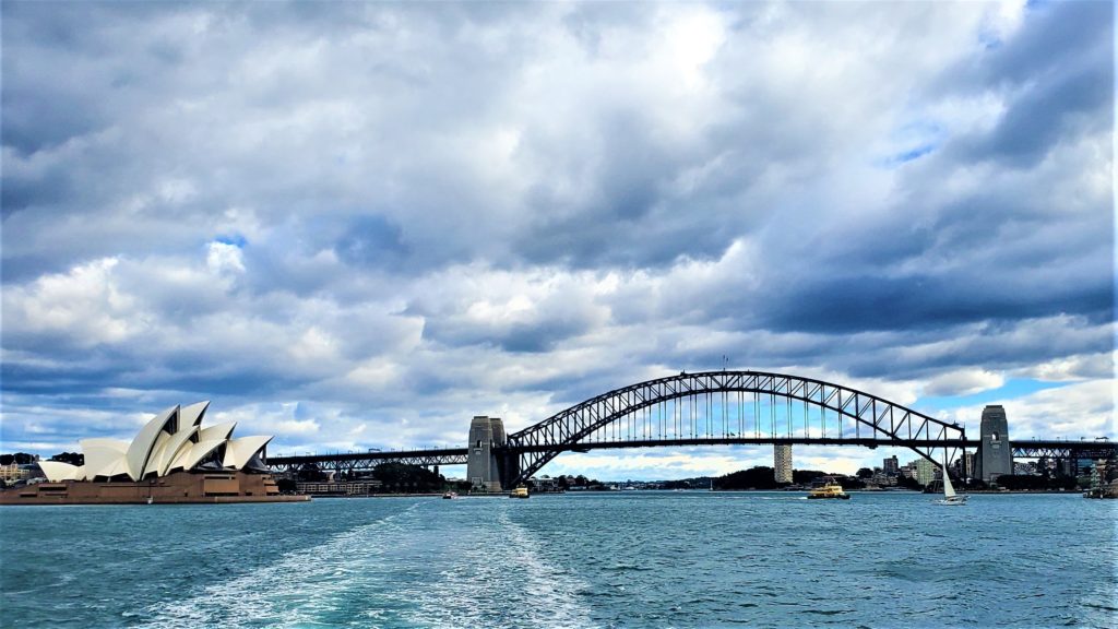 Sydney Harbor Bridge and Opera House from the Manly Ferry