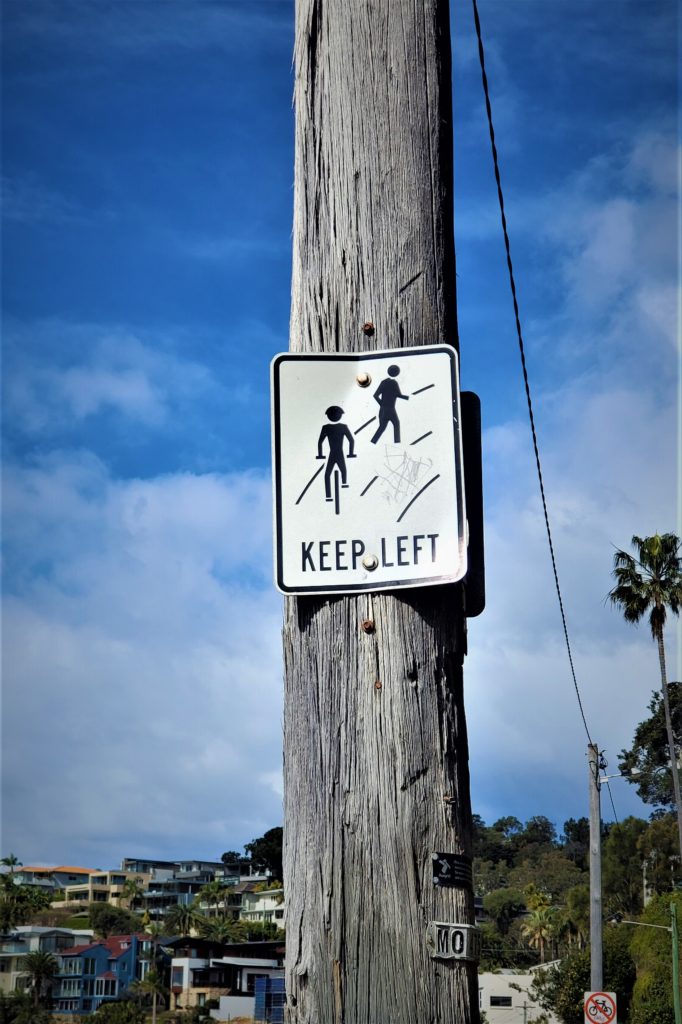 Keep  Left sign at Marine Parade in Manly